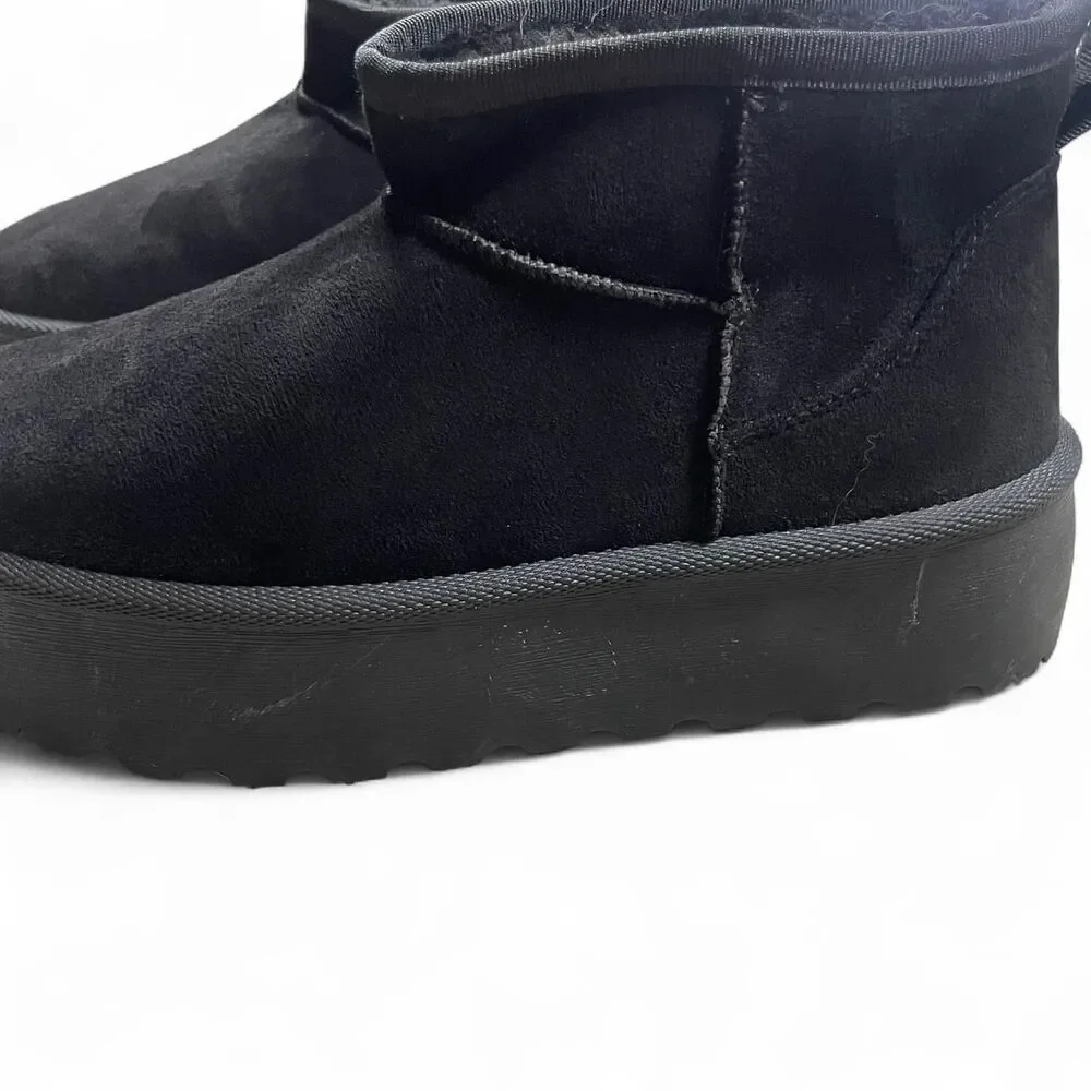 NWT Mudd Black Platform Mini‎ Fur Lined Boot Booties - 8.5